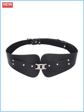 Leather Corset Belt Wide Stretchy Waist Belt with Rhinestones